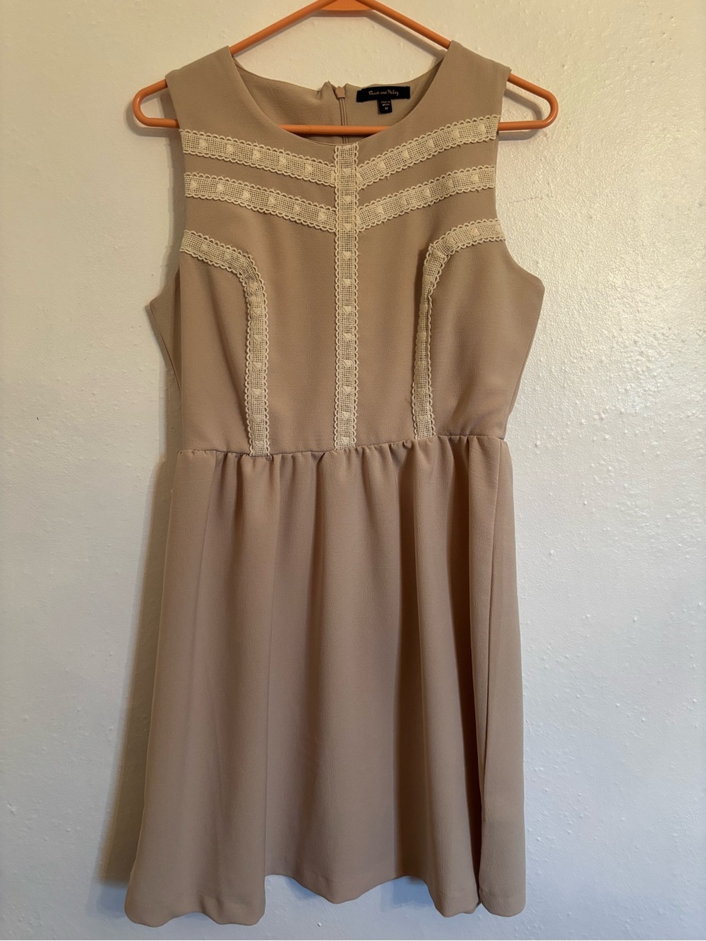 Women's Beige Lace-Trim dress